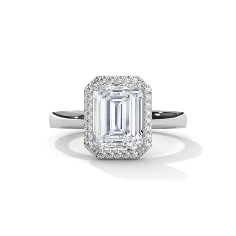 VERDANT SPARKLE-Emerald Halo Diamond Ring